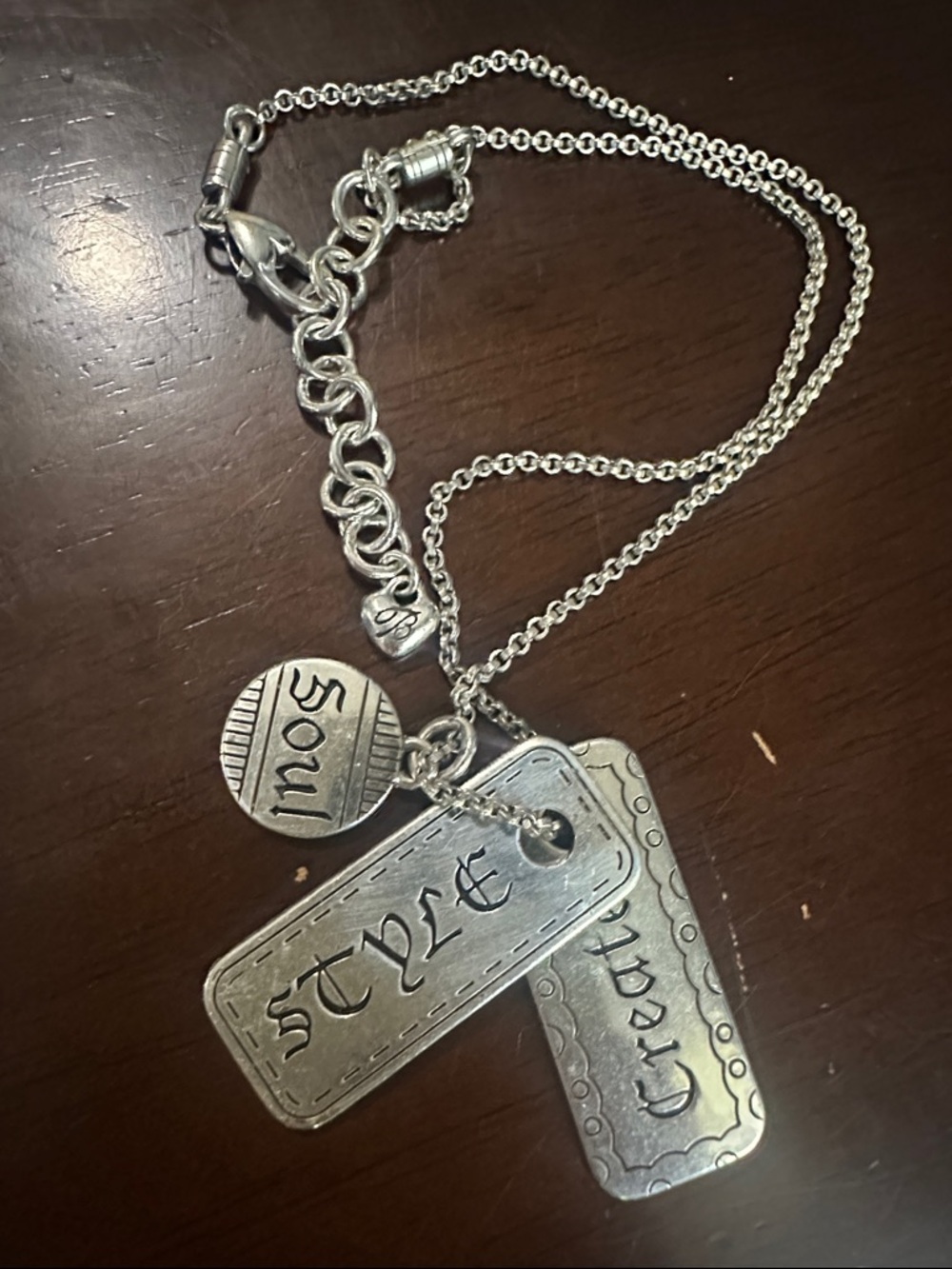 Retired Brighton Manuscript “Style Create Soul” Necklace